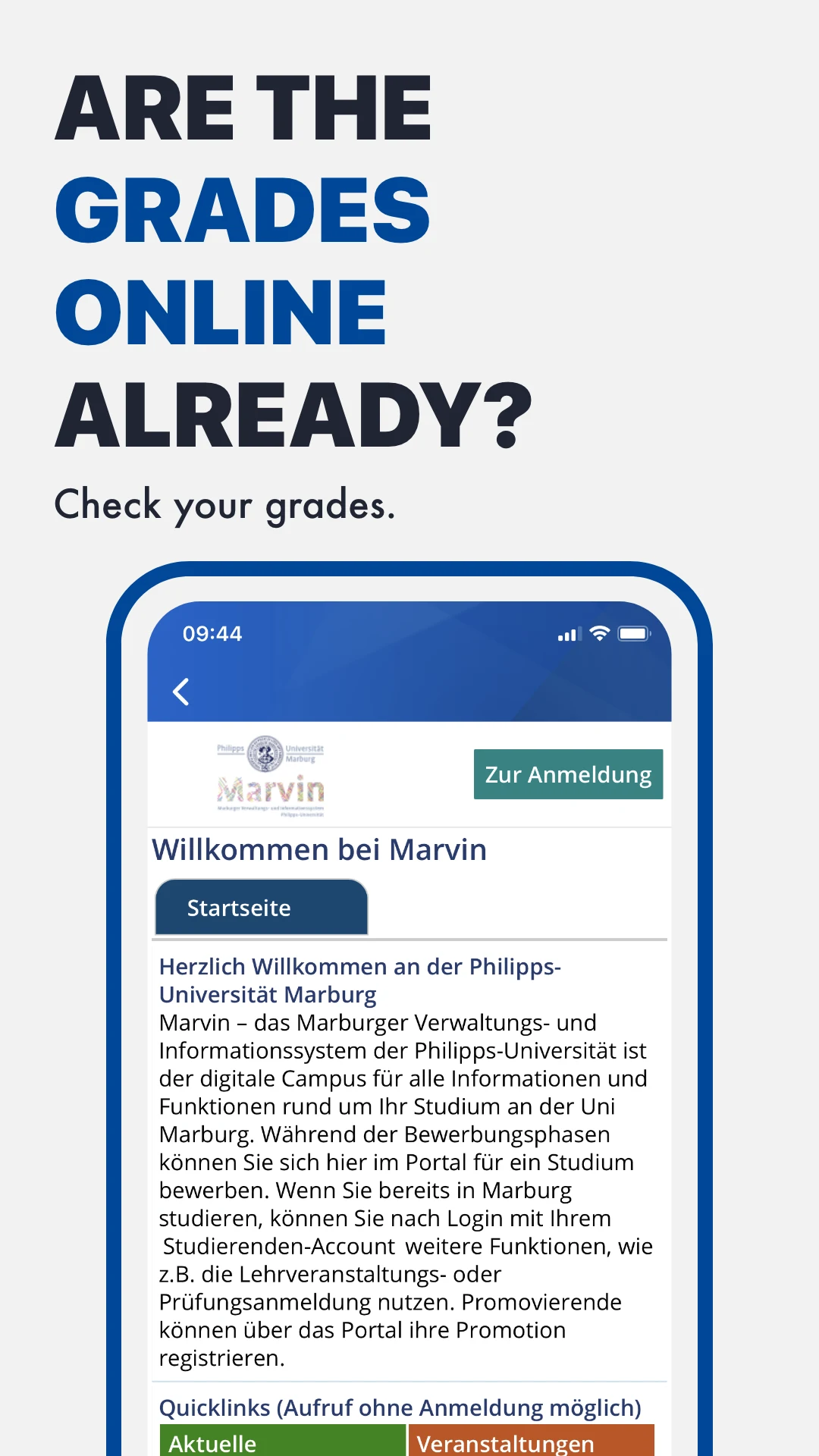 Uni Marburg screenshot